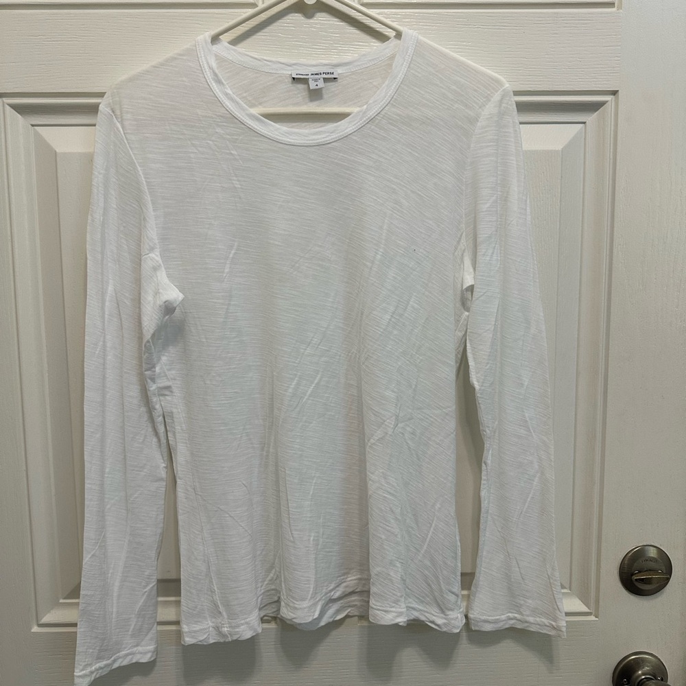 James Perse Classic White long sleeve Top